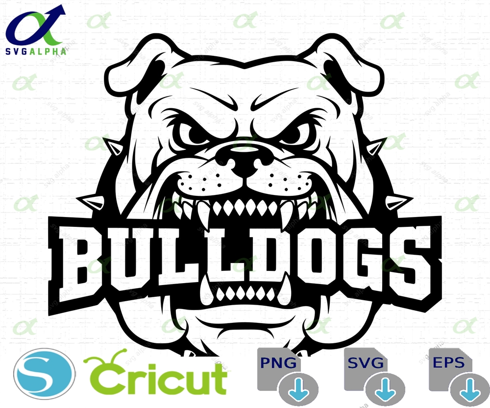 Bulldogs Mascot Svg Team Logo High School Dog With Spikes Tshirt Design Cut Files Png Instant Download