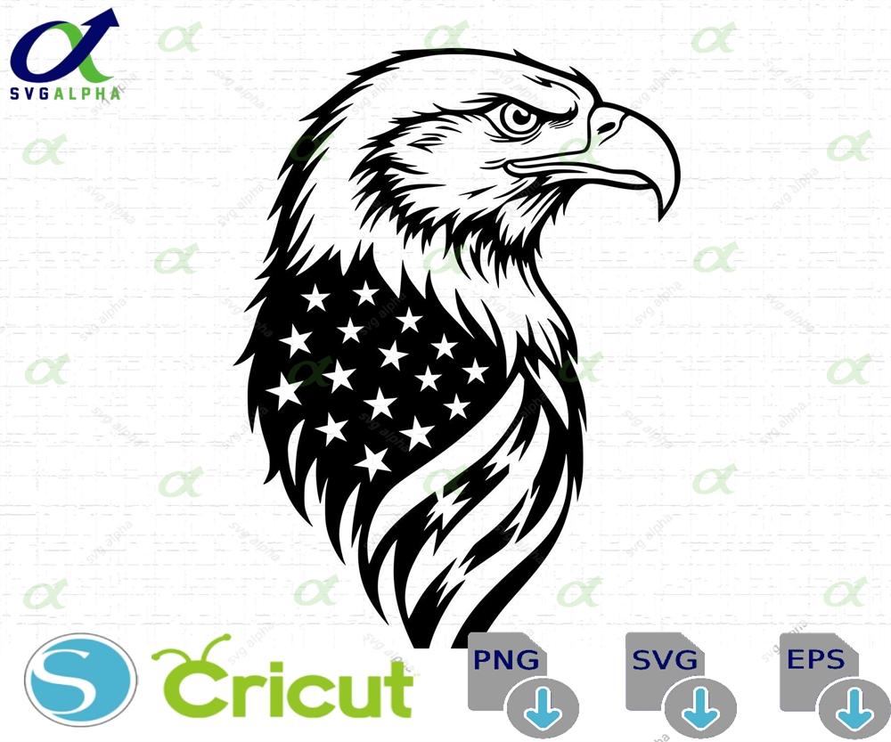 Eagle With American Flag Svg Bald Head Usa 4th Of July Patriotic Veteran Gift Cut Files Png Instant Download
