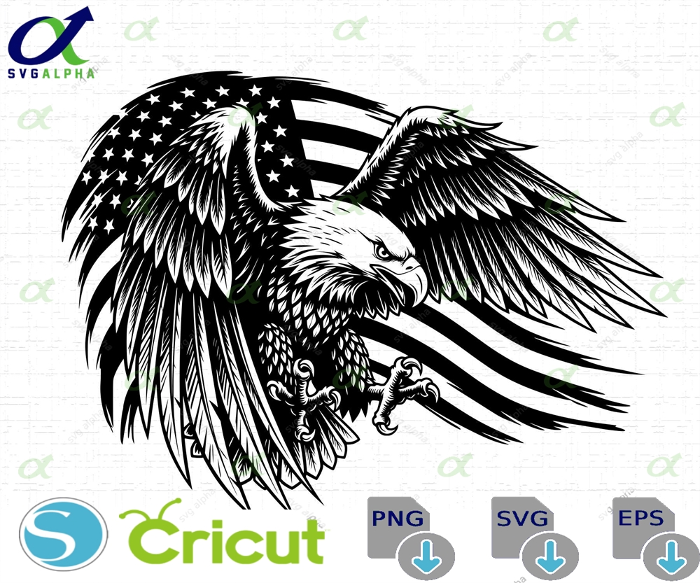 Eagle With Usa Flag Svg 4th Of July Patriotic Art Veteran Distressed Cut Files Png Instant Download