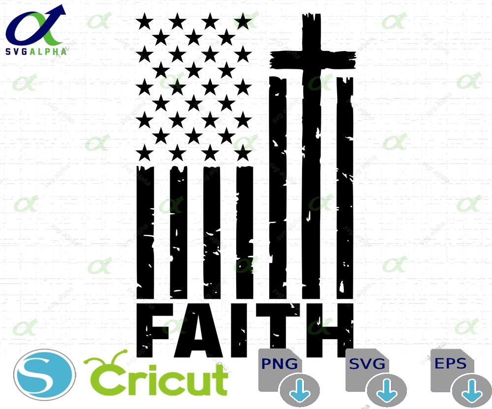 Faith Over Fear Svg Distressed American Flag And Cross Christian Patriotism Tshirt Design Cut Files Png Instant Download