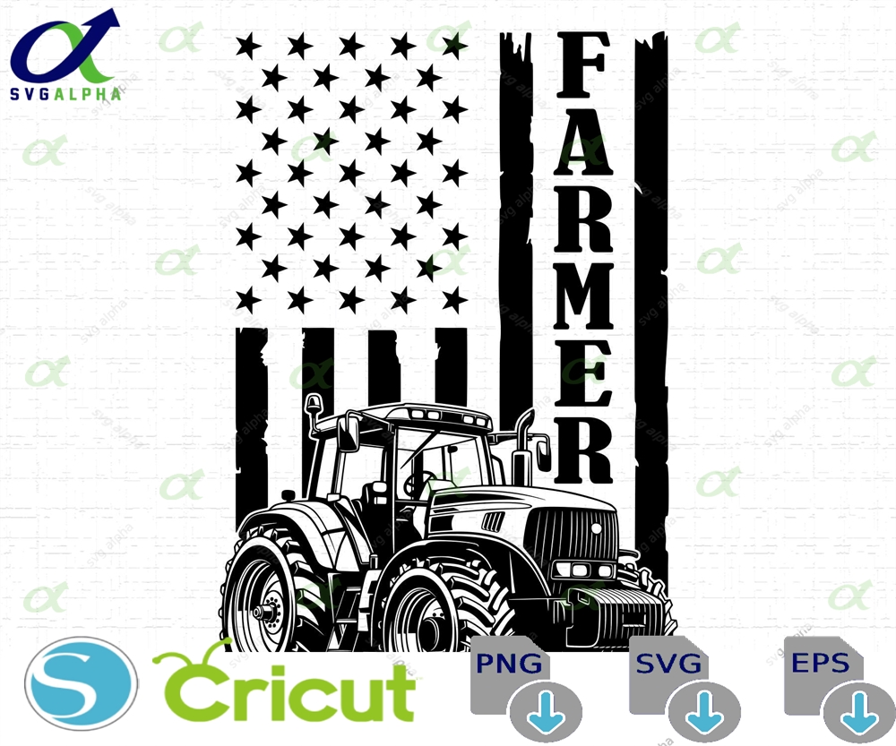 Farmer Usa Flag Svg Patriotic Farm Life Farmhouse Decor Tractor 4th Of July Cut Files Png Instant Download