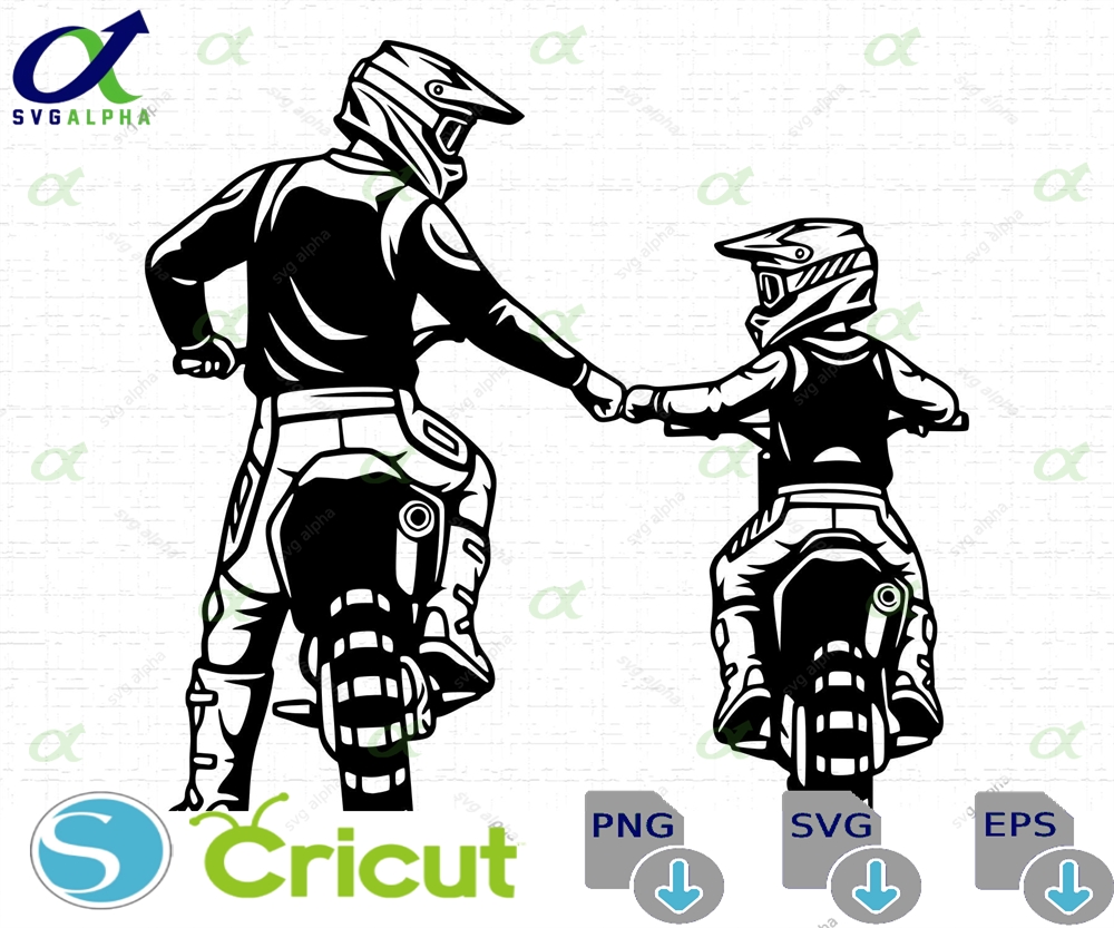 Father And Son Riding Dirt Bikes Svg Motocross Graphic Tshirt Design Bike Dad S Day Cut Files Png Instant Download