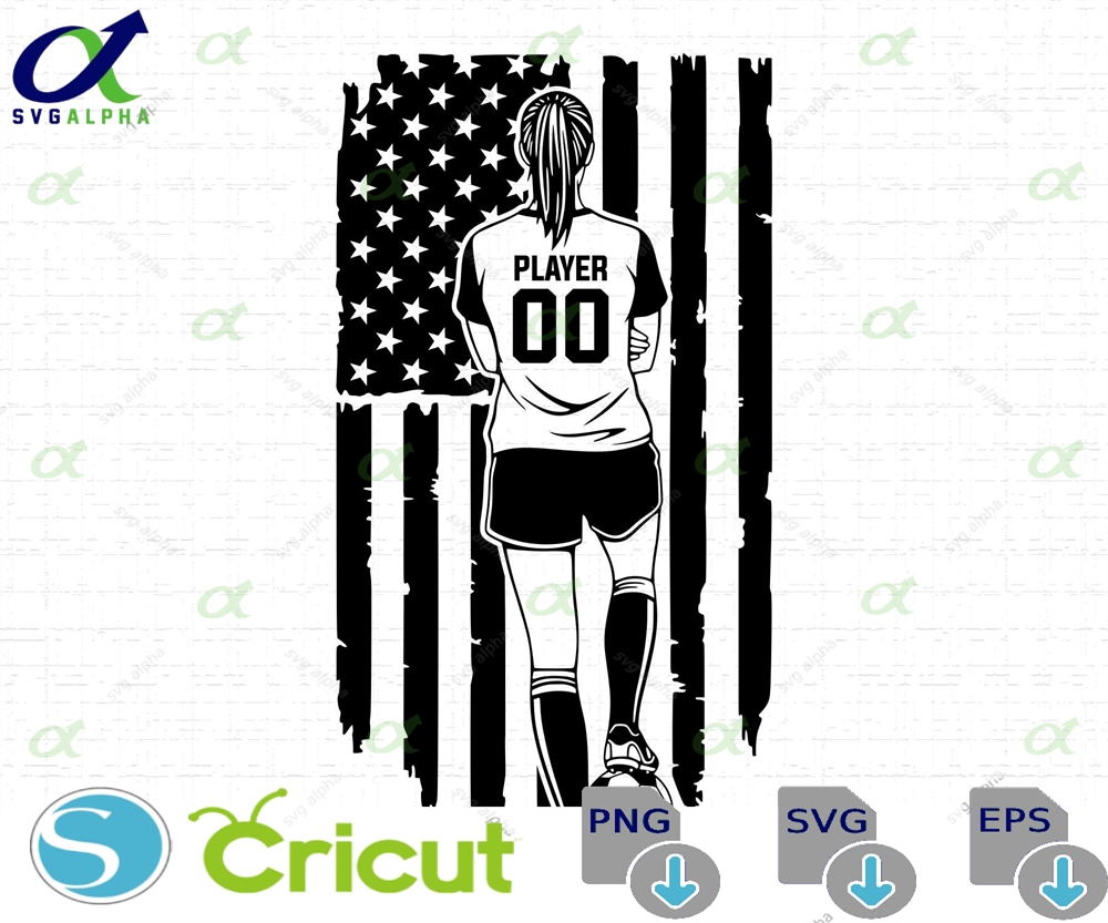 Female Soccer Flag Svg Tshirt Design Sport Women S Jersey Number Mom Cut Files Png Instant Download