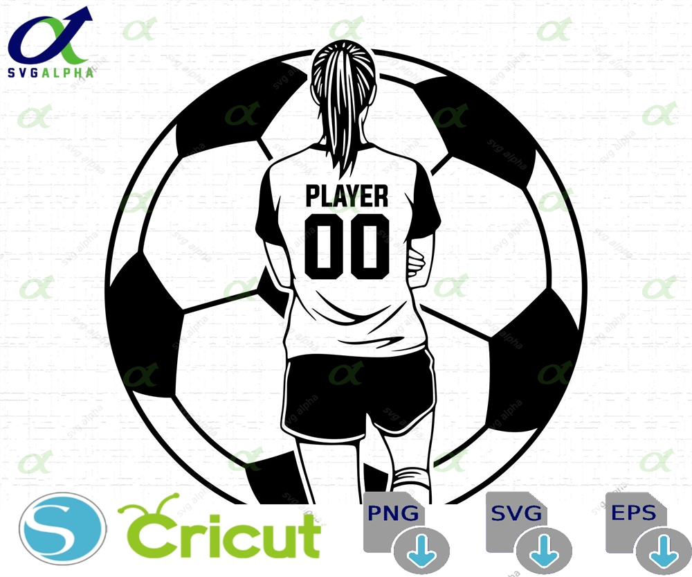 Female Soccer Player Svg Tshirt Design Sport Women S Jersey Number Mom Cut Files Png Instant Download