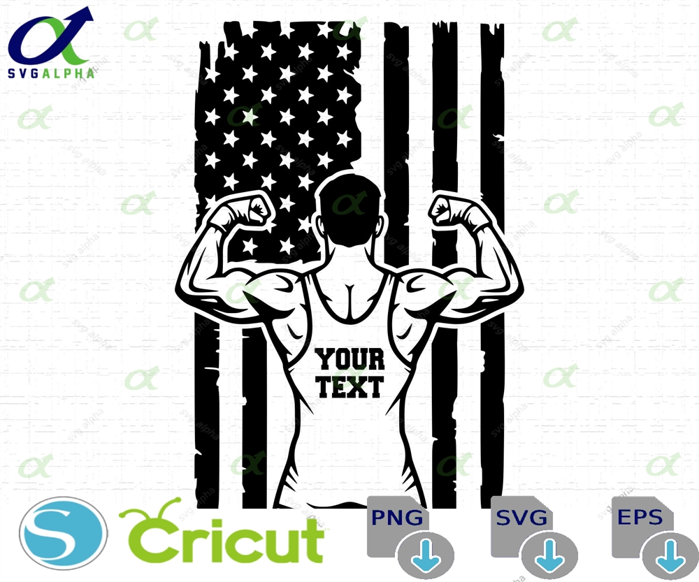 Male Wrestler Usa Flag Svg Tshirt Design Man Wrestling Sport Flexing Muscles Cut Files Png Instant Download