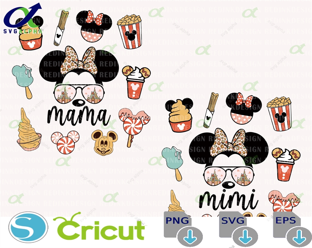 Bundle Mama Mimi Mouse Svg Family Trip Snack Goal Carnival Food Mother S Day Vacay Mode Mom Shirt Gift For