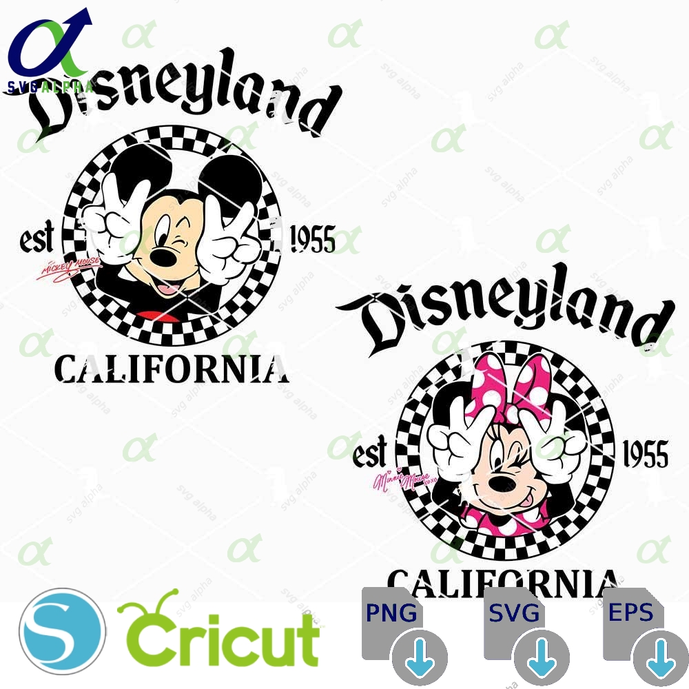 Bundle Mouse Est 1955 Svg Png Cartoon Magical Kingdom Family Vacation Couple Cricut