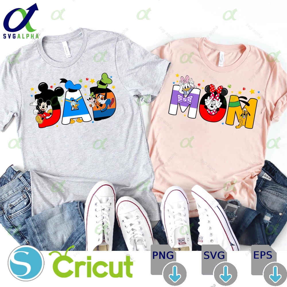 Cartoon Mouse Dad Mom Png Sublimation Design Digital File