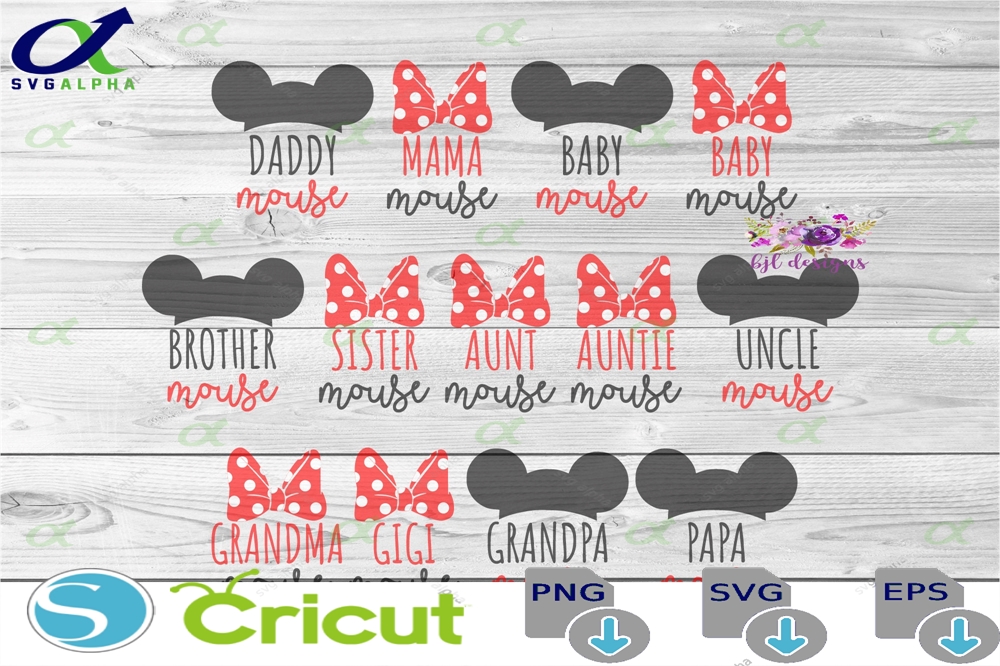 Castle Family Mama Mouse Daddy Mickey Minnie Svg Png Cricut Silhouette Digital Download