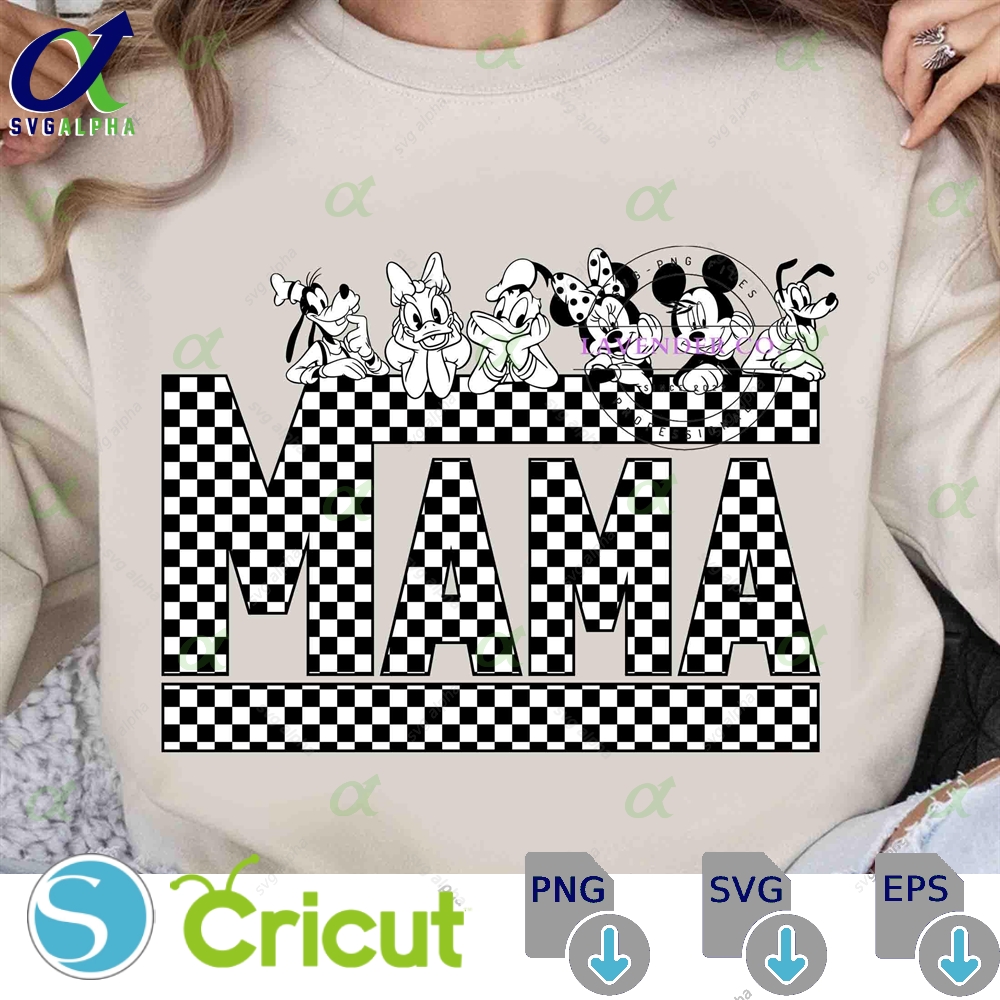 Checkered Mama Shirt Svg Mouse And Friends Retro Mother S Day Magical Gift For Mom Digital Download