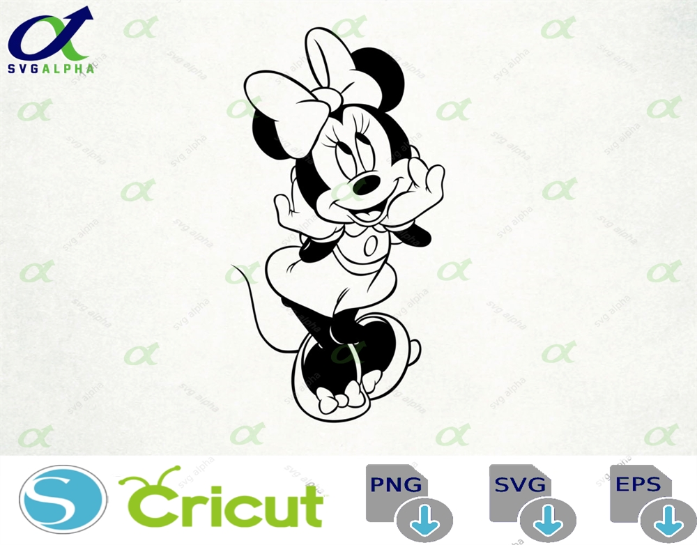 Cute Minnie Instant Download Digital File Svg Png Eps Jpg And Dxf Clip Art For Cricut Silhouette Other Cutting Software