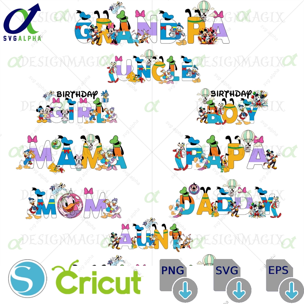 Disney Family Alphabet Svg Png Mickey Mouse Font Digital Download