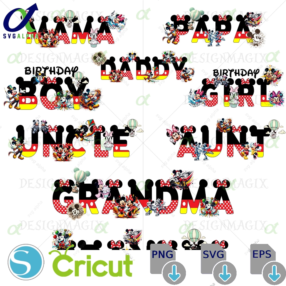 Disney Family Name Png Svg Mickey Mouse Alphabet Font Digital Download