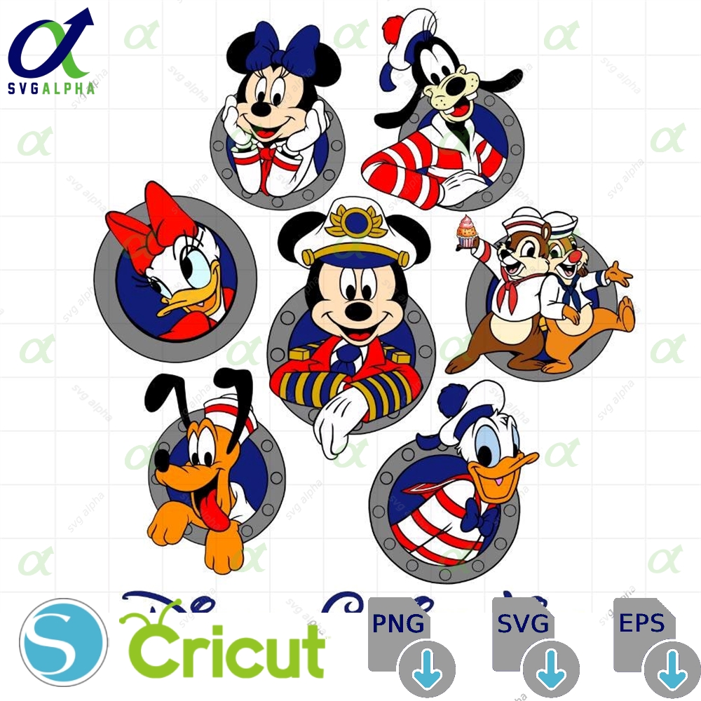 Disney Svg Mickey Cruise Family Kawaii Cricut Silhouette Vector Cut File