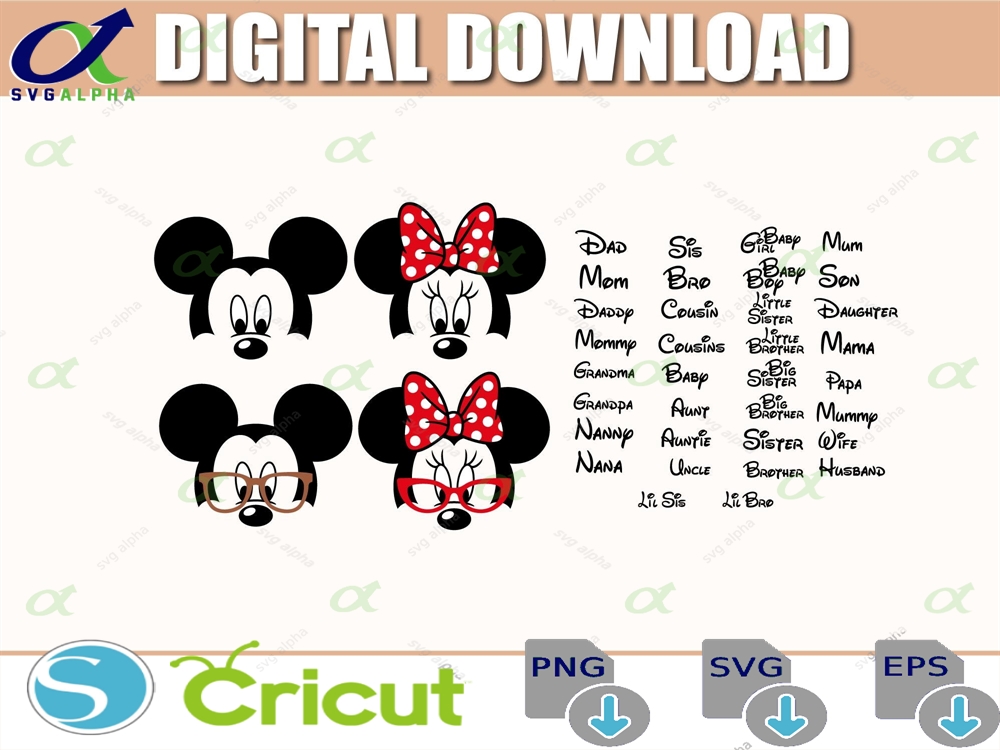 Family Mouse Svg Head Mama Cut Files For Cricut Instant Download Cod122