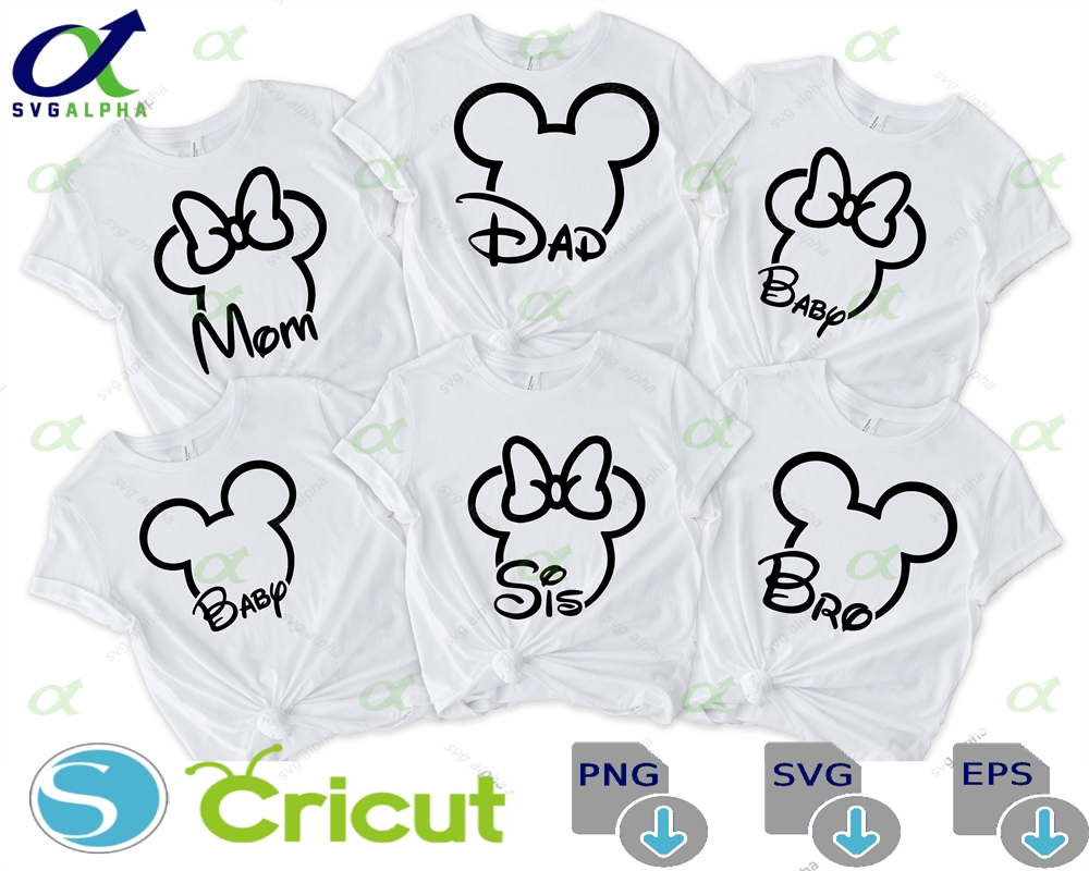 Family Mousehead Bundle Svg Png Vacation Trip Cricut Silhouette Customized Instant Download Cut File Sublimation