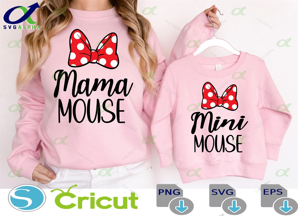 Mama And Mini Shirt Svg Png Mouse Family Vacation Cricut Silhouette Customized Cut File Sublimation