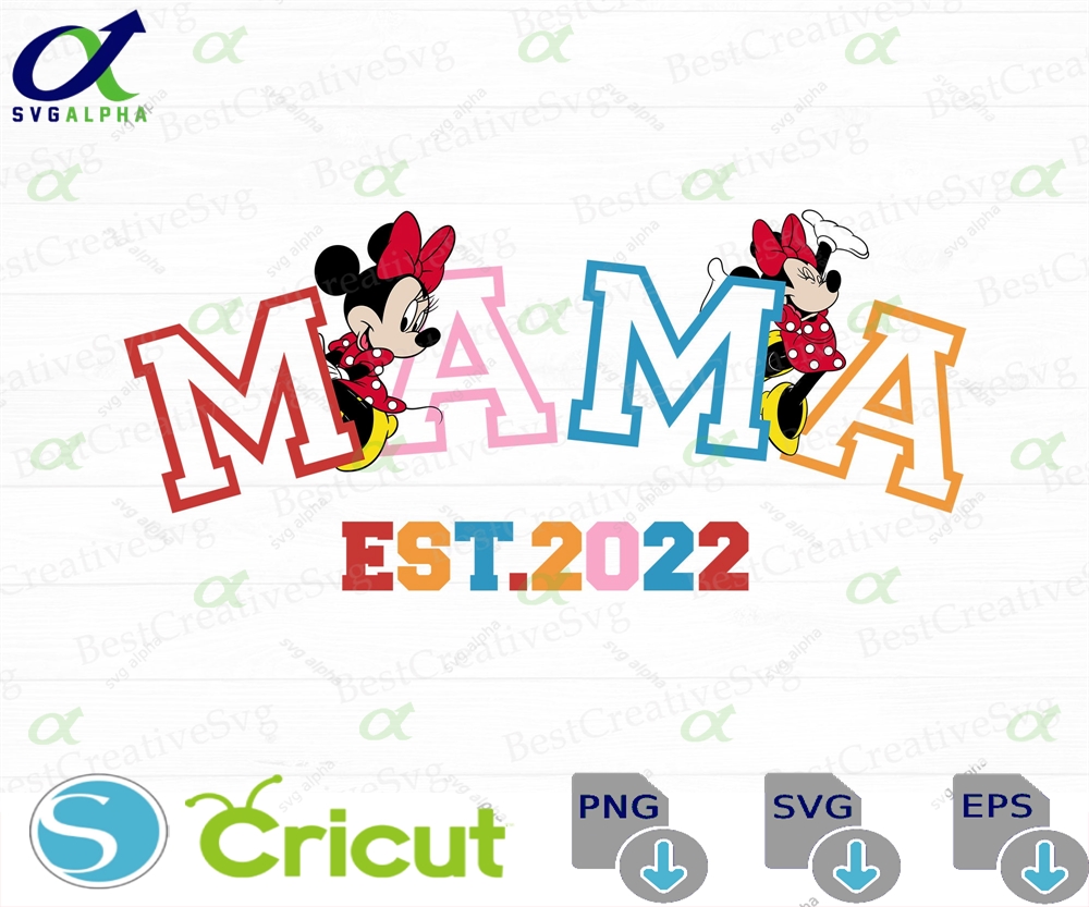 Mama Est 2022 Svg Retro Miss Mouse Family Vacation Trip Vacay Mode Gift For Mom Png Files Print