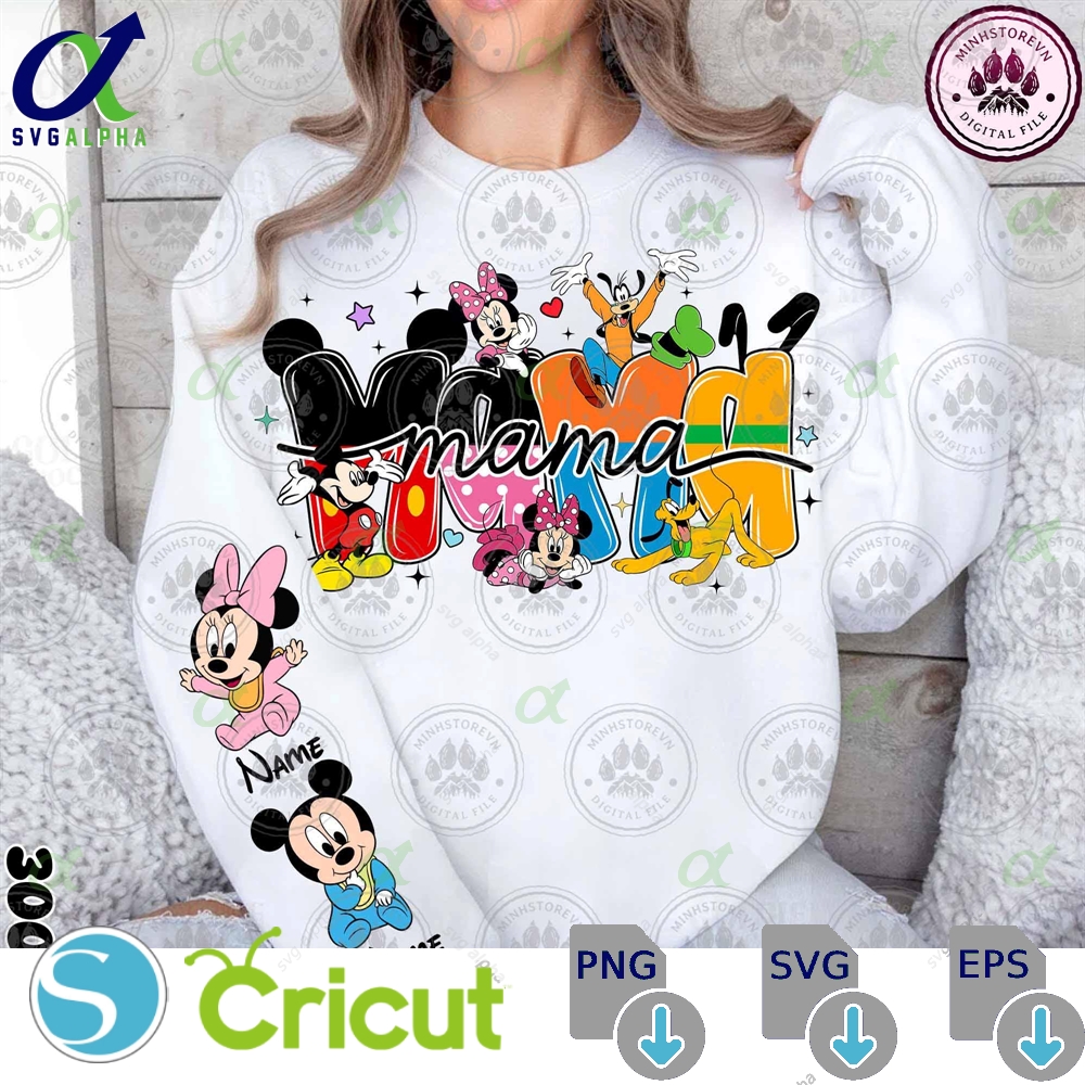 Mama Mouse Custom Png Family Vacation Retro Cartoon Bear Mom Mothers Day Gift Shirt Instant Download