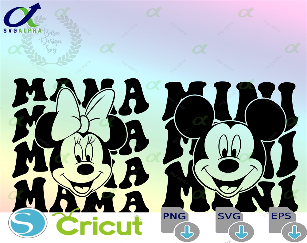 Mama Mouse Mini Svg Png Clipart Mickeyyy Retro Vinyl Cut File Silhouette Printable Design
