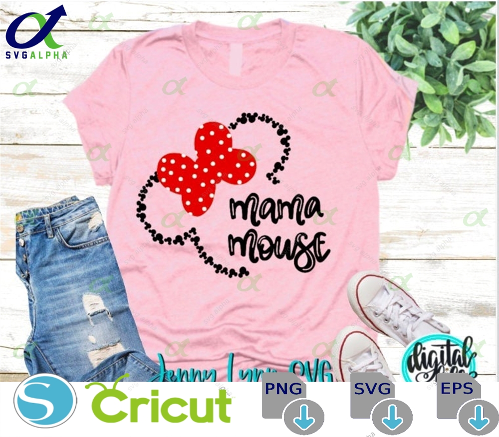 Mama Mouse Svg Mini Mickey Head Digital File Hand Lettered Disneyland Silhouette Cricut Dxf Png