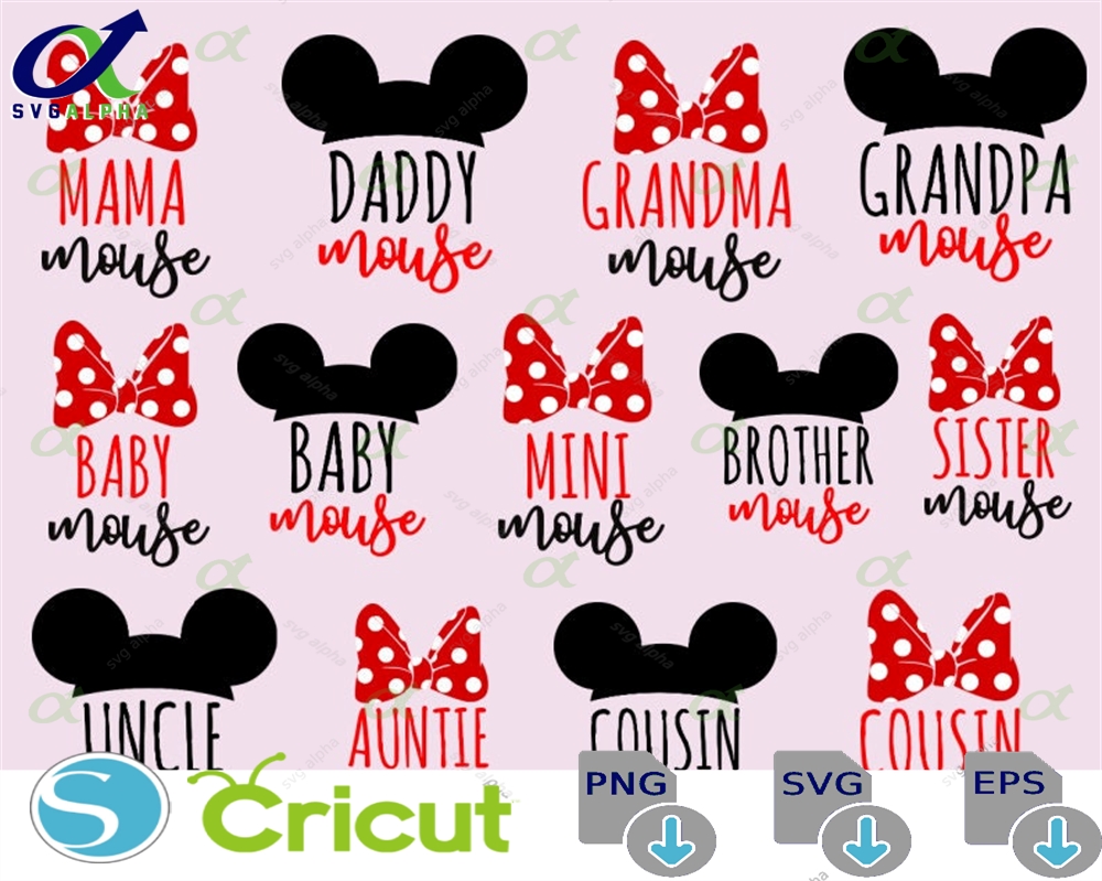 Mickey And Minnie Family Svg Mama Mouse Shirts Cutting Files Matching Png Eps