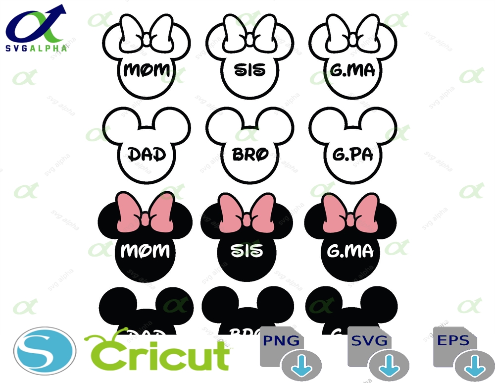 Mickey Family Name Svg Bundle Disneyland Shirt Cricut File And Minnie Mouse Instant Download