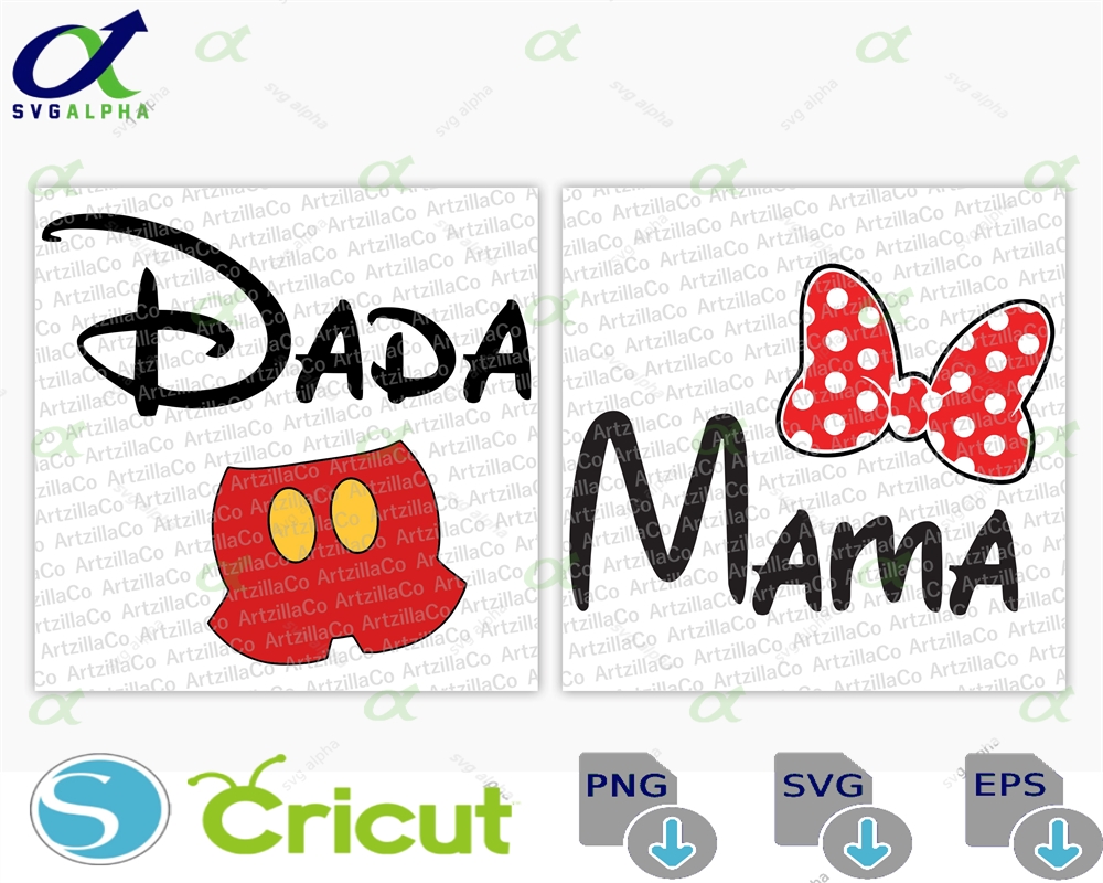 Mickey Minnie Dada Mouse Mama Family Digital Download Svg