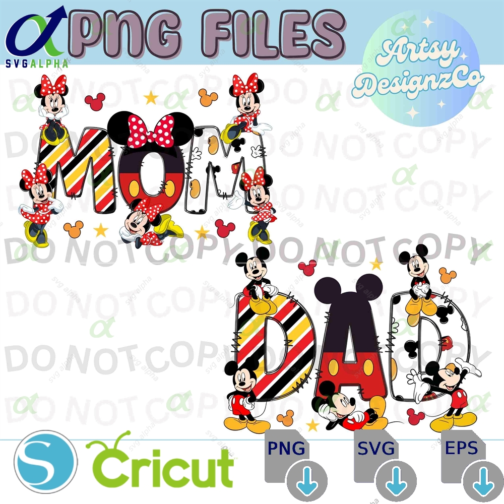 Mickey Minnie Mom Dad Png File Digital Downloads Matching Files