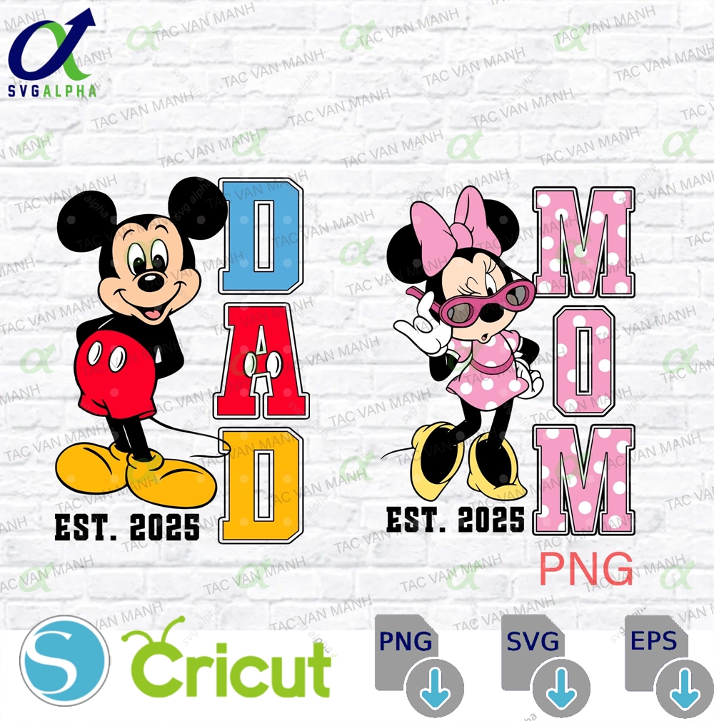 Mickey Minnie Parents Est 2025 Png Dad Mama Disney Family New Mom Disnyy Couple Trip