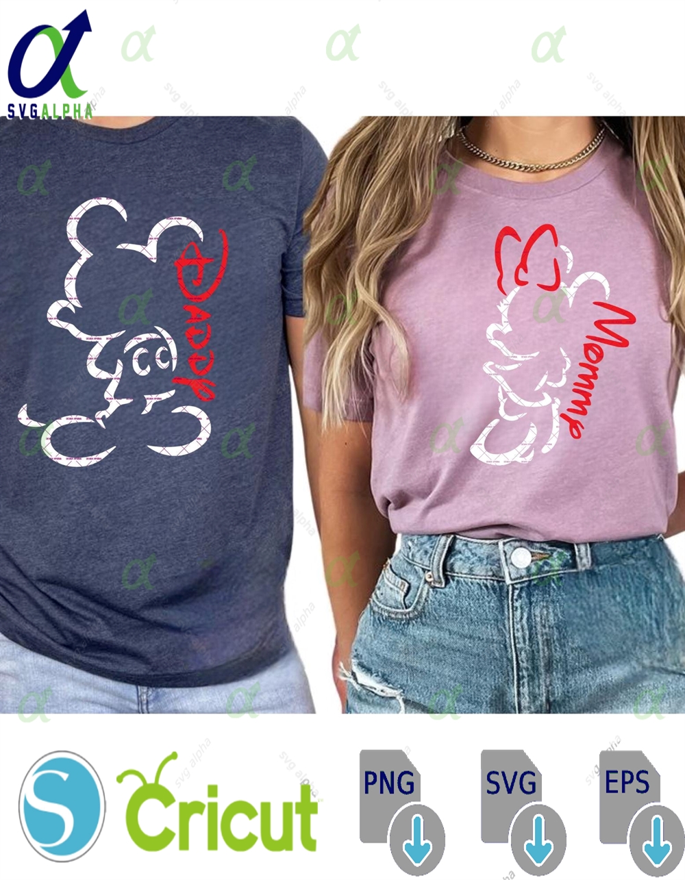 Mickey Mommy And Daddy Outline Svg Png File Mom Dad Cartoon Family Disney Trip Mouse