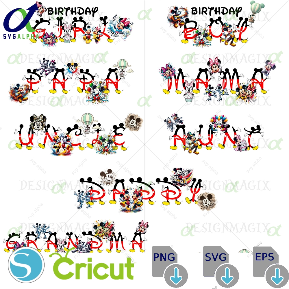 Mickey Mouse Alphabet Font Svg Disney Family Shirt Design Png