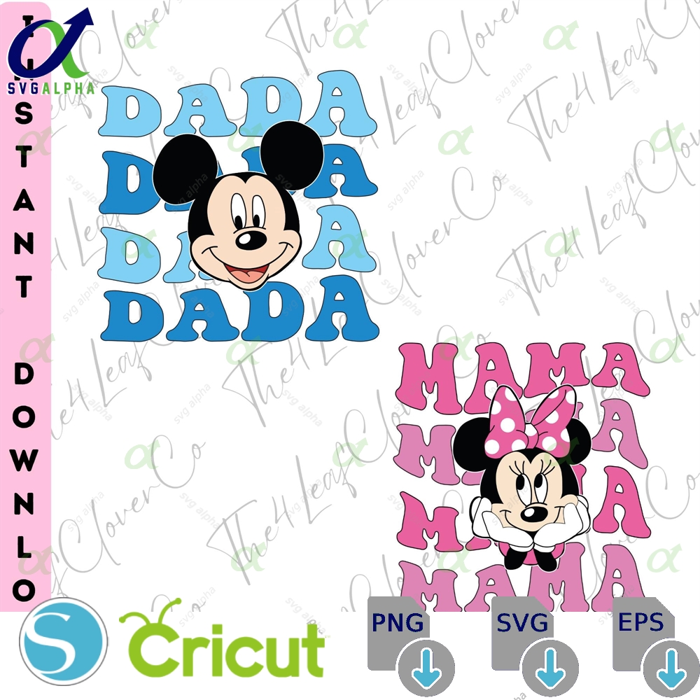 Mickey Mouse Dad And Mom Png Minnie Dada Mama Bundle Family Trip 2025 Vacay Mode Retro