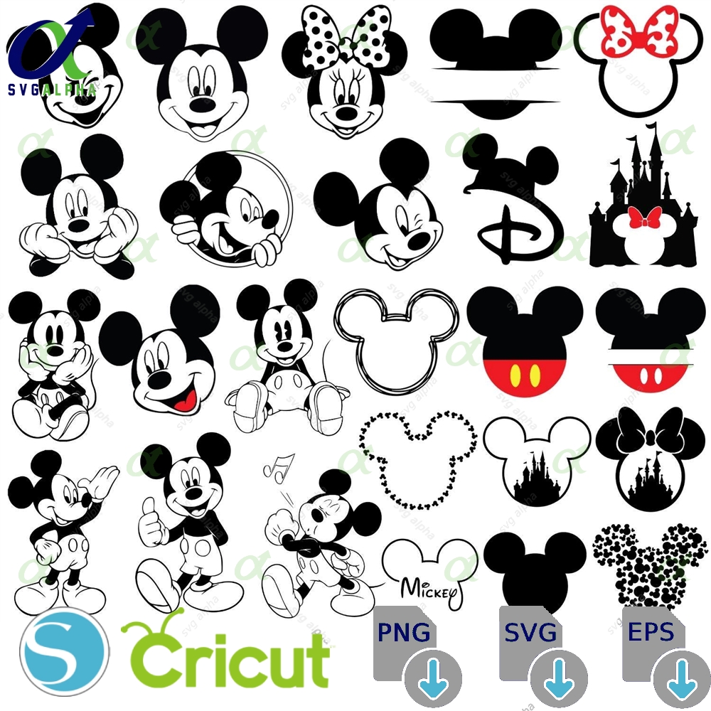Mickey Mouse Svg Bundle Custom Namelayered Head Birthday Tshirt Digital Download
