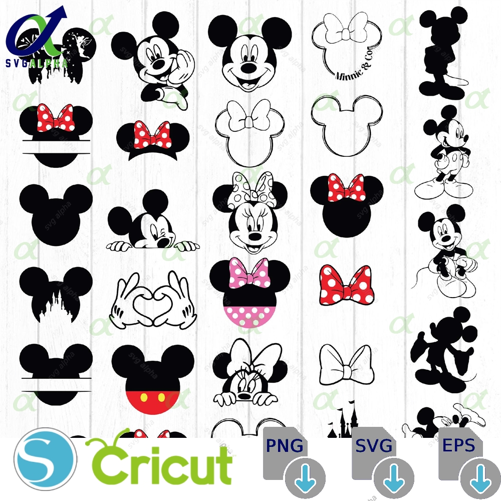 Mickey Mouse Svg Bundle Layered Head Birthday Tshirt Tumbler Mug Files For Cricut Silhouette