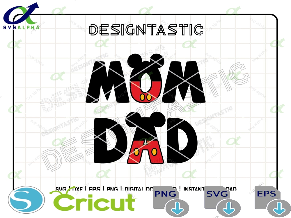 Mom Dad Mouse Bundle Svg Ears Png For Sublimation Birthday Silhouette Cricut Cut Files