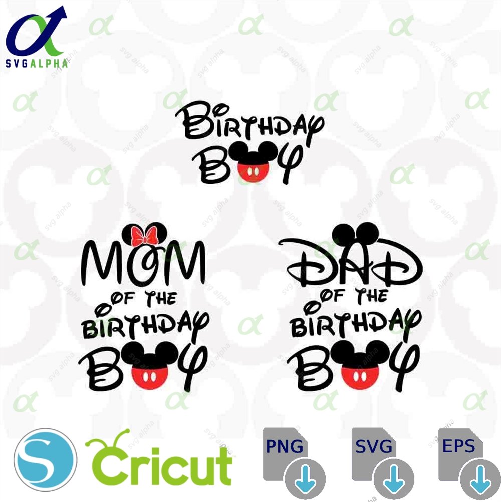 Mom Dad Of The Birthday Boy Mickey Minnie Mouse Castle Head Ears Bow Svg Png Formats Instant Download Silhouette Cameo Cricut