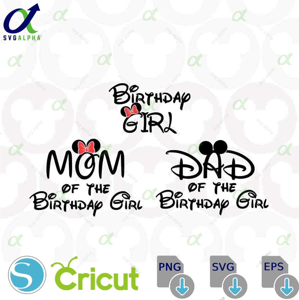 Mom Dad Of The Birthday Girl Mickey Minnie Mouse Castle Head Ears Bow Svg Png Formats Instant Download Silhouette Cameo Cricut