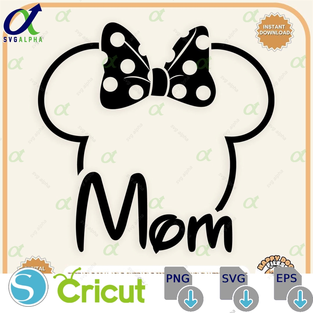 Mom Minnie Mouse Ears Svg Disney Clipart Digital File Mothers Day Gift Head Cricut Sublimation