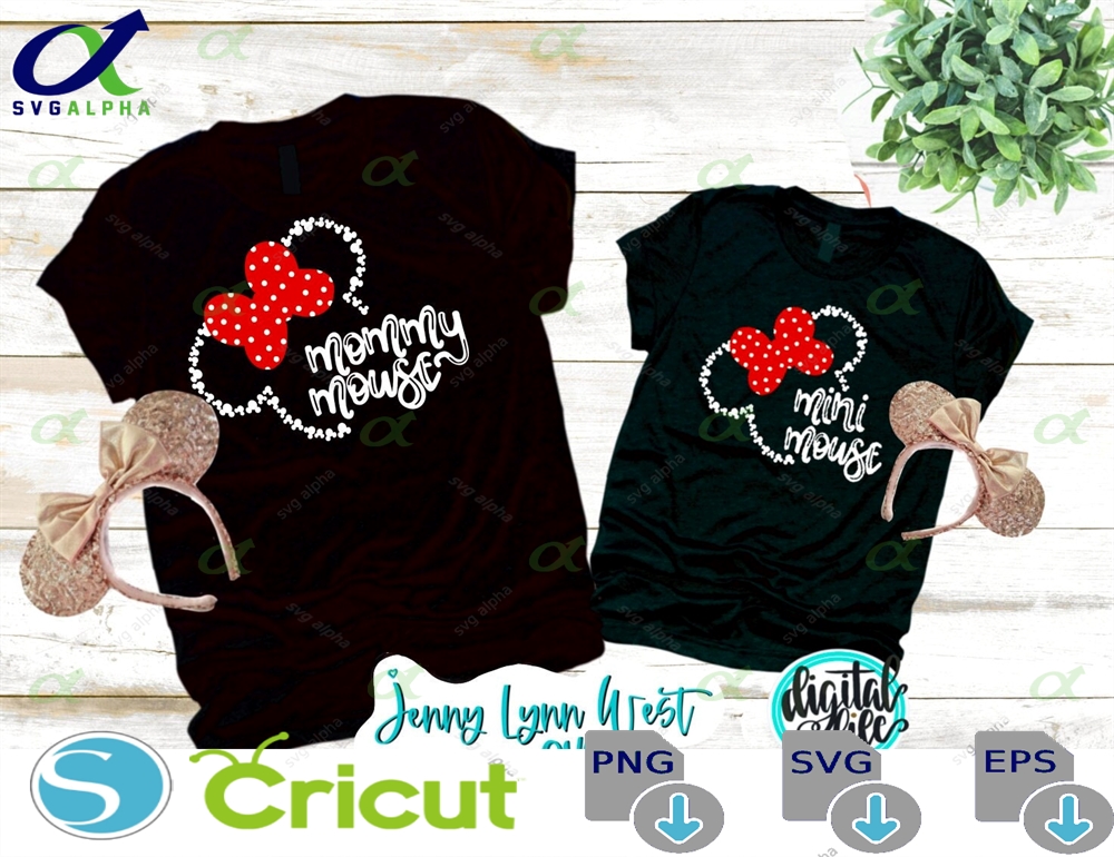 Mommy Mouse Svg Mini Mickey Head Digital File Hand Lettered Disneyland Silhouette Cricut Dxf Png