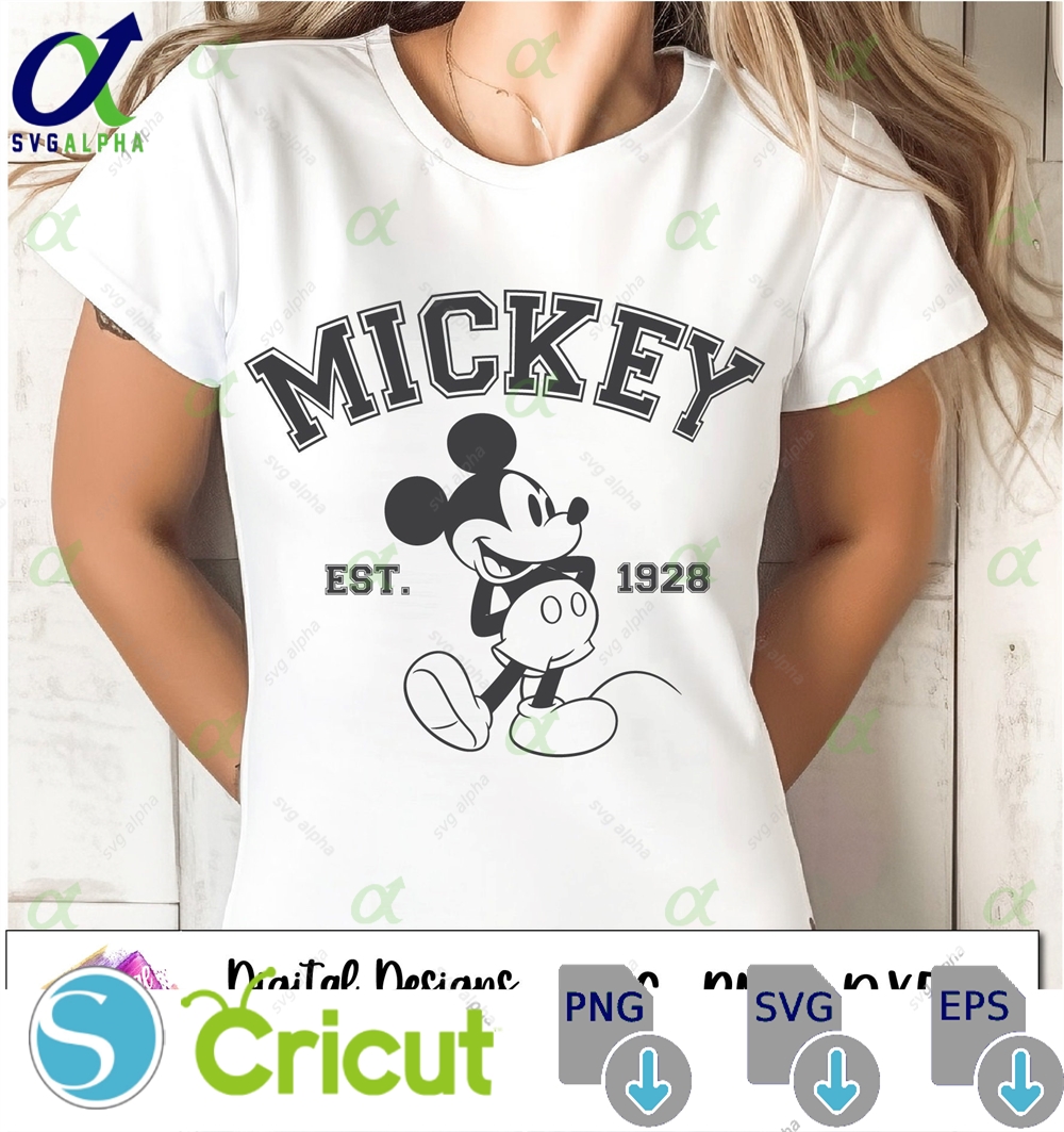 Mouse Est 1928 Svg Mickey Varsity Family Trip Vacation 2024 Magical Kingdom Shirt Digital Download