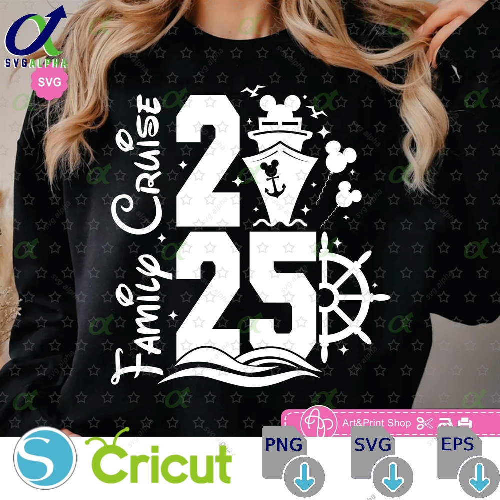 Mouse Family Cruise 2025 Svg For Cricut Birthday Boy Trip Boat Ears Shirt