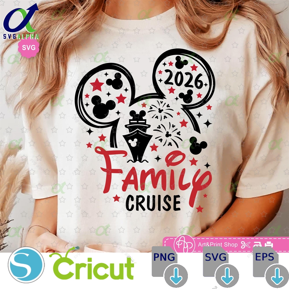 Mouse Family Cruise 2026 Svg For Cricut Birthday Boy Trip Ears Vacation