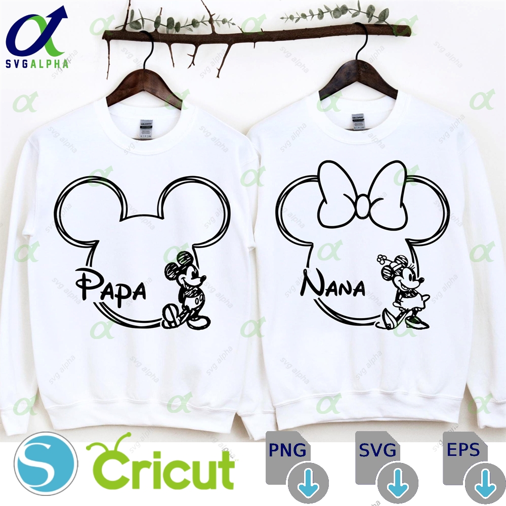 Sketch Mouse Head Nana Papa Design Svg Png Cricut Family Vacation Cut File Printable Instant Download