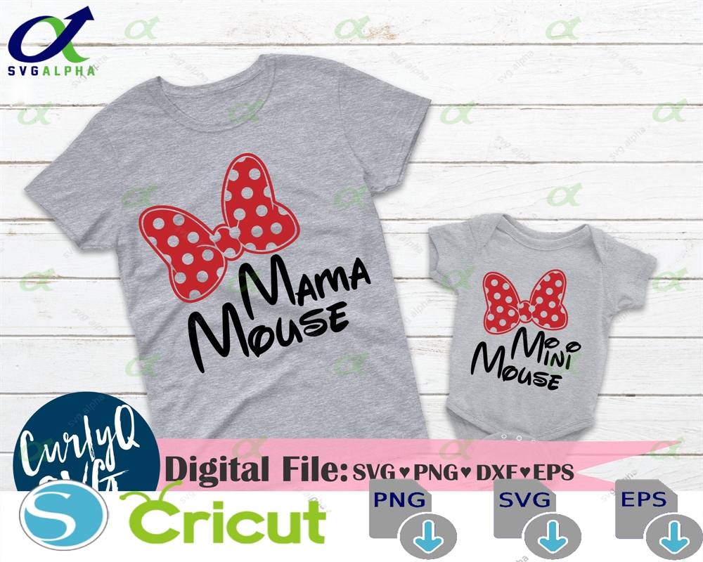 Svg Mama Mouse Mini Matching Shirts Mommy And Me Mickey Minnie Bow Cute Cut File Cricut Magical Castle Digital
