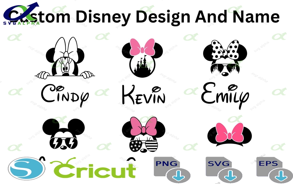 Custom Mickey Minnie Name Svg Png Mouse Family Vacation Digital Personalized Disney Trip File