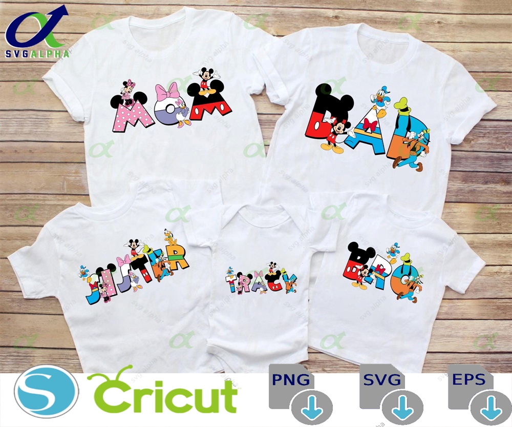 Custom Name Family Shirt Png Mouse Matching Mom Dad Personalized Kids Toddler Birthday Tee Digital File