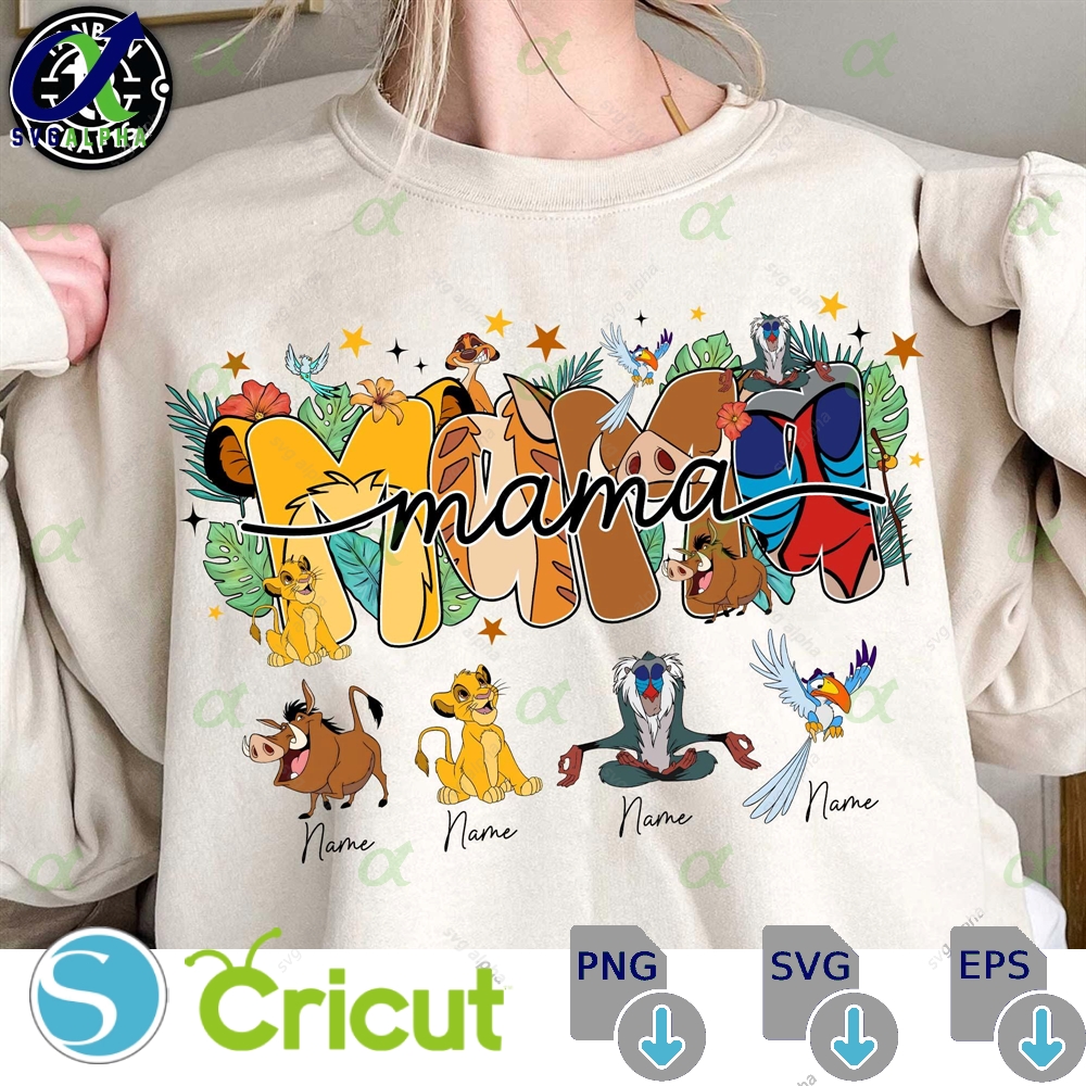 Custom With Kid Name Lion Mama Cartoon Movie Png Family Vacation Retro Mom Gift For Mother S Day