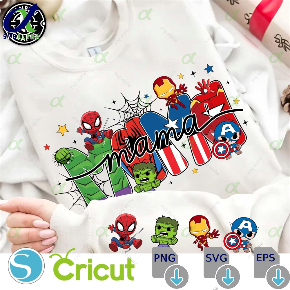 Custom With Kid Name Superhero Cartoon Movie Png Family Vacation Retro Mama Mom Gift For Mother S Day