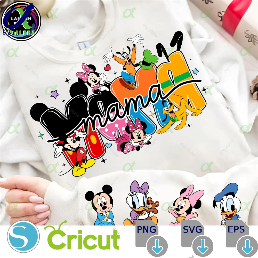 Cartoon Mouse Mom Png Custom Mama Shirt Design Family Vacation Graphic Cute Mothers Day Digital Download